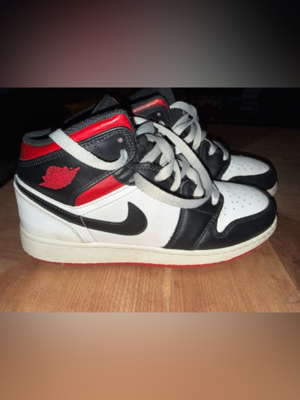 Jordan Mid-Top Sneakers in Black White and Red
